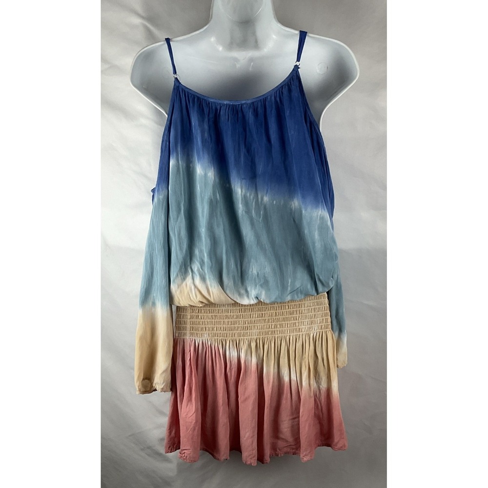 Surf Gypsy Women's Medium Dress /Cover Up Tie Dye Cold Shoulder Smocked Waist - Picture 2 of 12